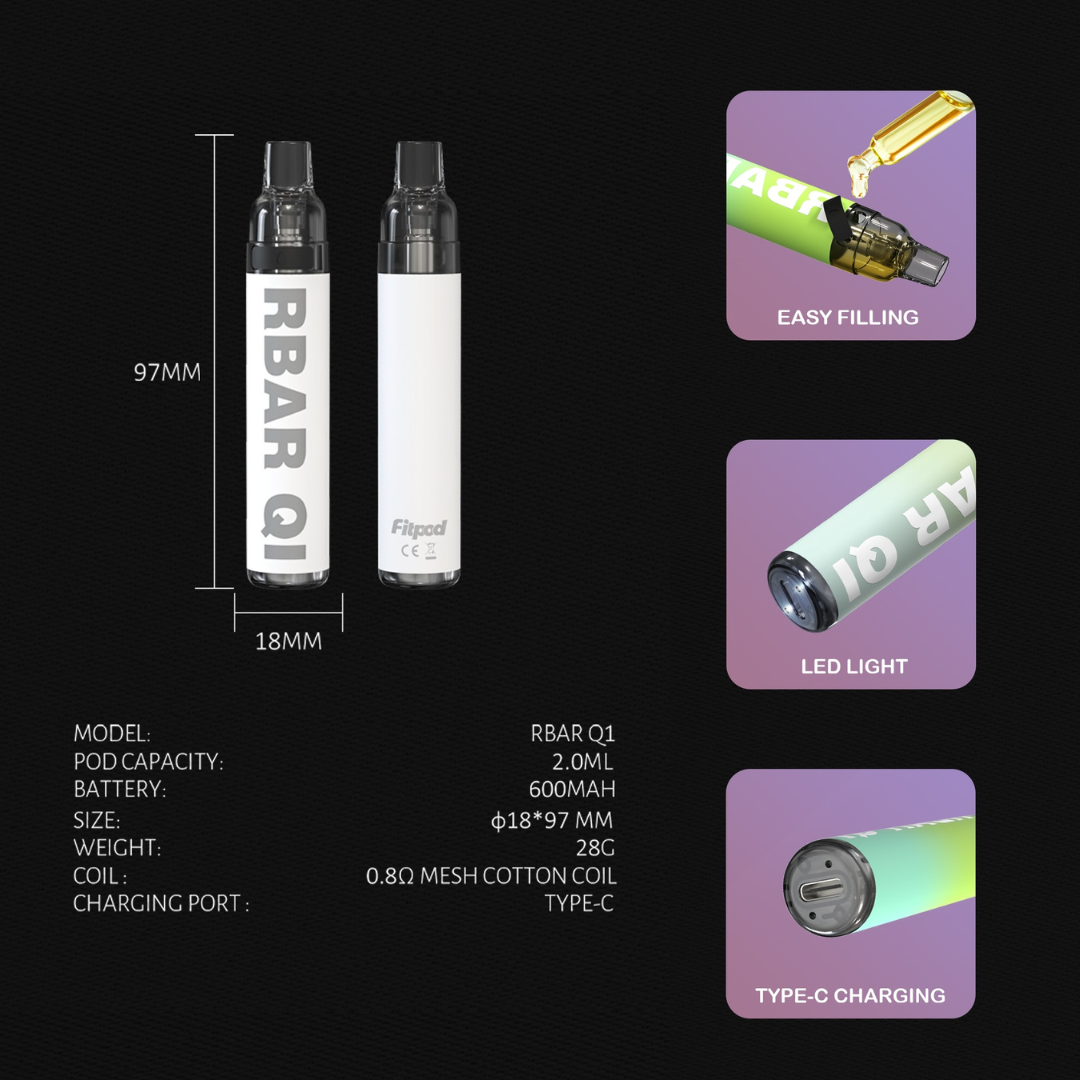 Fitpod RBAR Q1可重復注油一次性 Q1主機 一次性主機 一次性電子煙 電子菸 拋棄式電子煙 Q1電子煙 蒸氣店 蒸氣賣場 蒸氣部落 蒸氣對決